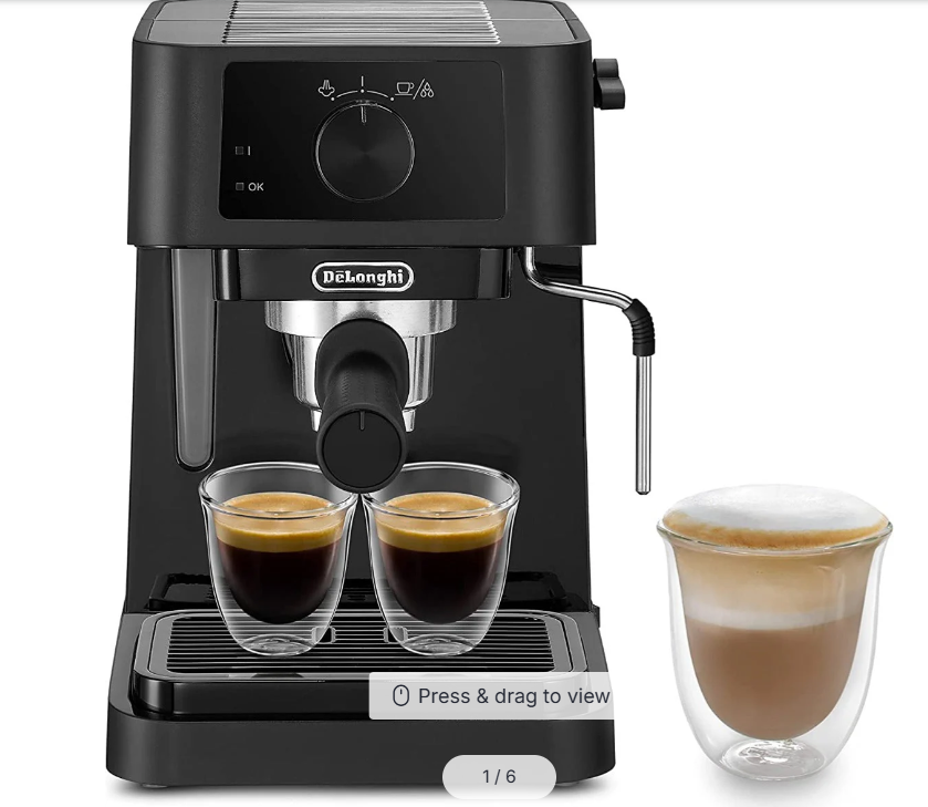 Delonghi 220 volt Expresso Cappuccino Barista Coffee Maker EC230BK 220v 240 volts 15 Bar with milk Frother 2 cup design