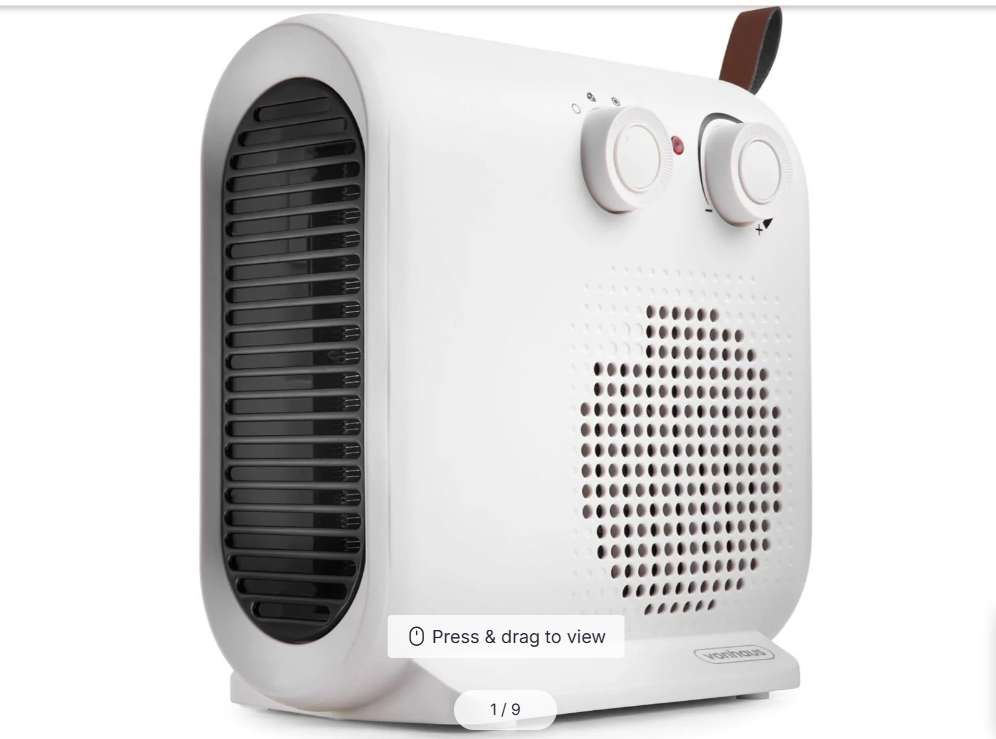 Vonhaus fan heater 220 volts portable heater 220v 240 volts 1000 to 2000 watts overheat 2500915